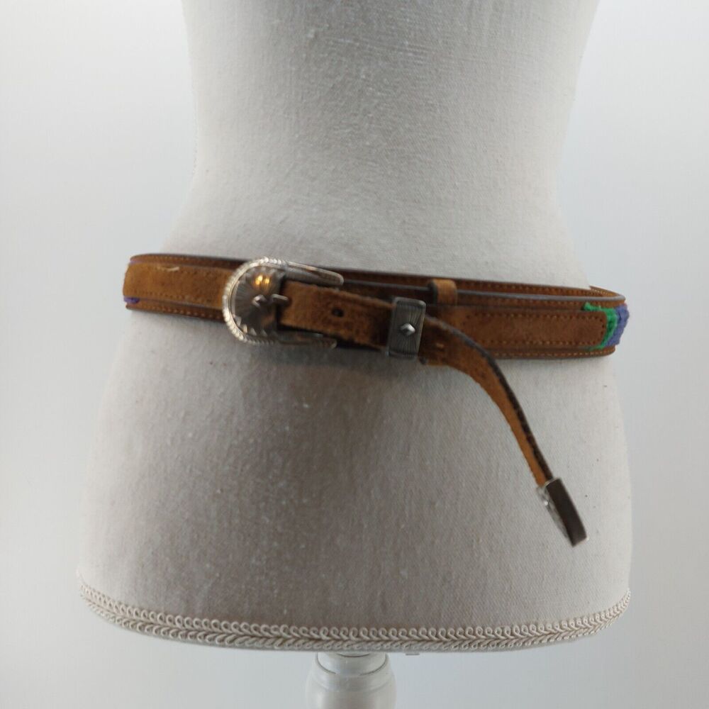 Brute-Tan Womens Belt Small Medium Guatemalan Fabric USA Weave Western #6099